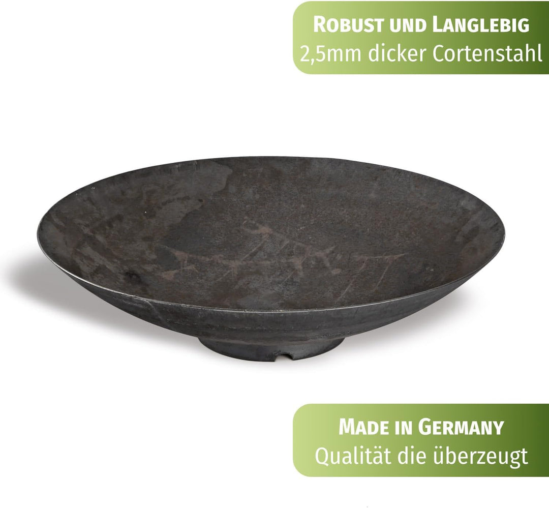 CLGarden Design Feuerschale rund 80 cm aus 2,5 mm Cortenstahl Garten Feuerstelle 80cm extra robust Ø