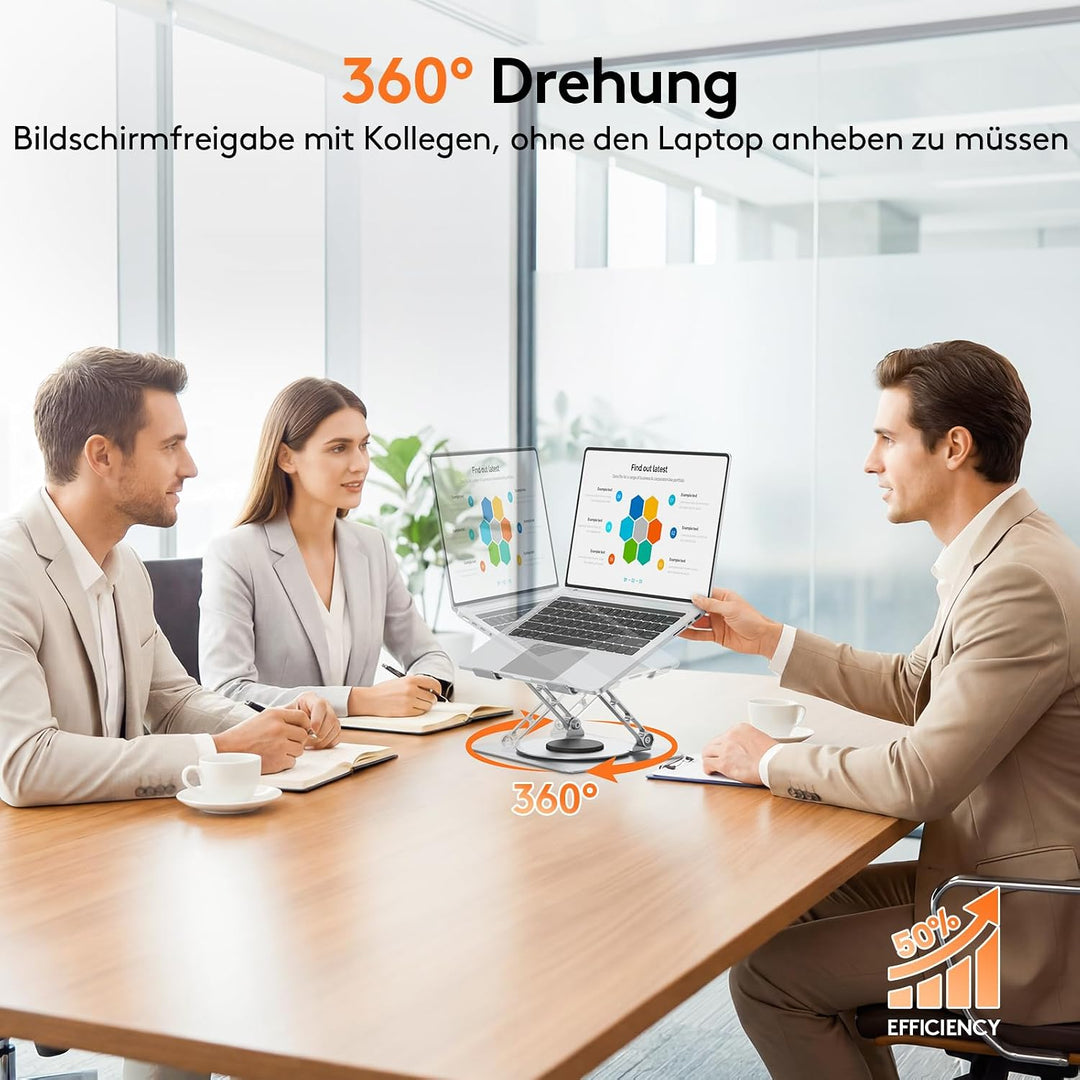 TECKNET 360° Laptop Ständer Höhenverstellbar, Verstellbarer Notebook Halterung aus Metall mit Doppel