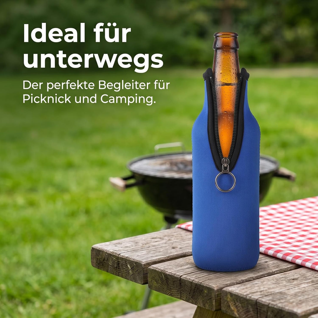 Yosuagr 6er 500ml Verdickter Flaschenkühler Bierkühler mit Reissverschluss | Neopren Bierflaschenküh