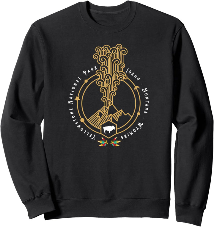 Yellowstone National Park Mountain Geyser Bison Kunst-Souvenir Sweatshirt