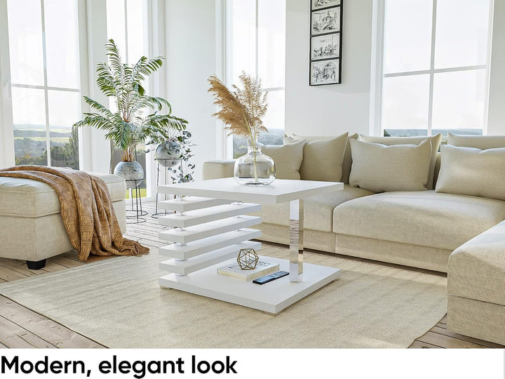 MEBLINI Kleiner Couchtisch Quadratisch mit Stauraum für Wohnzimmer - Wohnzimmertisch Modern Klein -