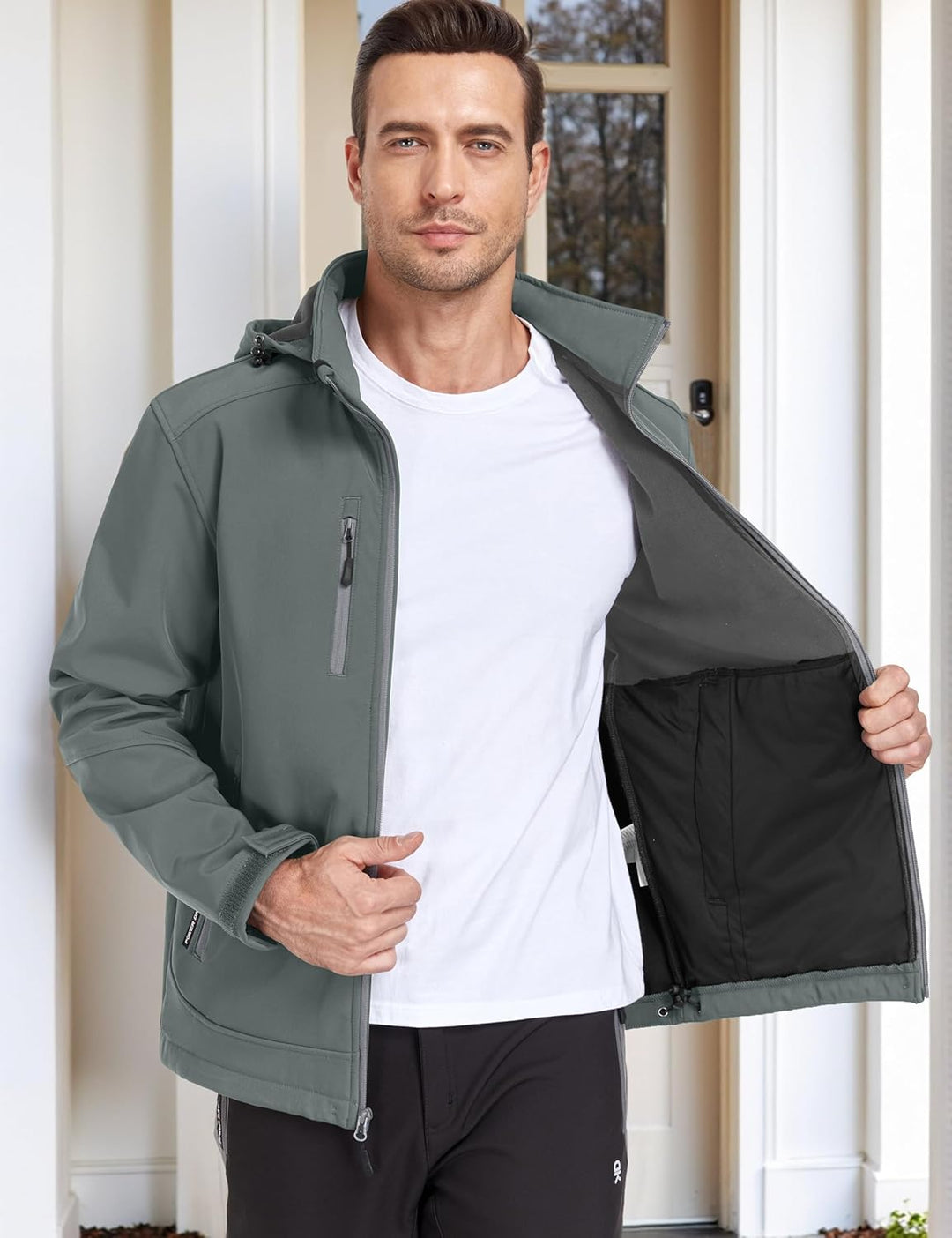 Little Donkey Andy Softshelljacke für Herren mit abnehmbarer Kapuze, Fleecefutter und Wasserabweisen