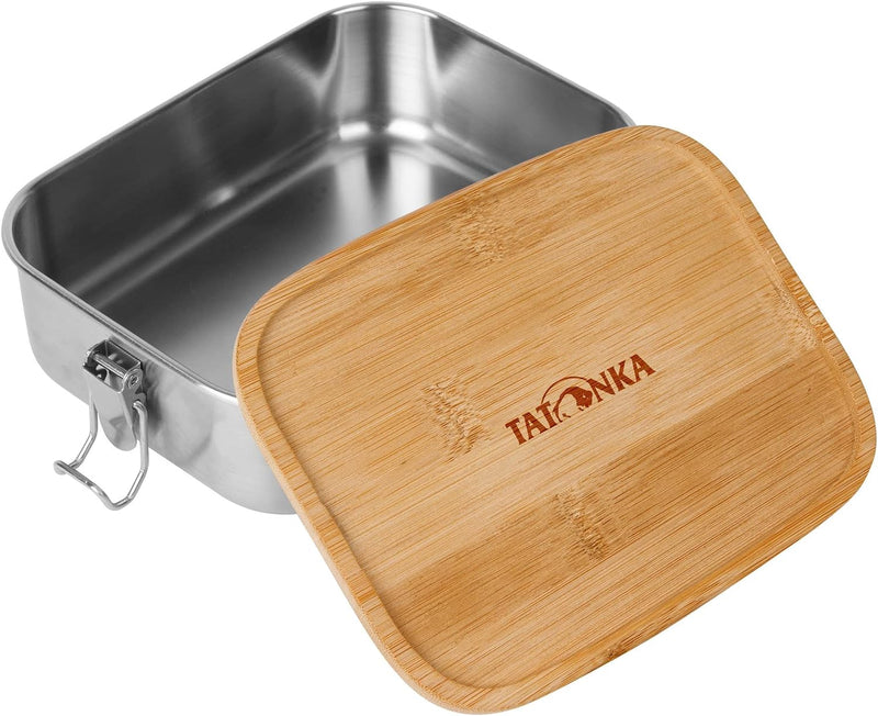 Tatonka Edelstahl Brotdose Lunch Box I Bamboo (800 ml / 1000ml) - Brotbox mit Bambusdeckel und Bügel