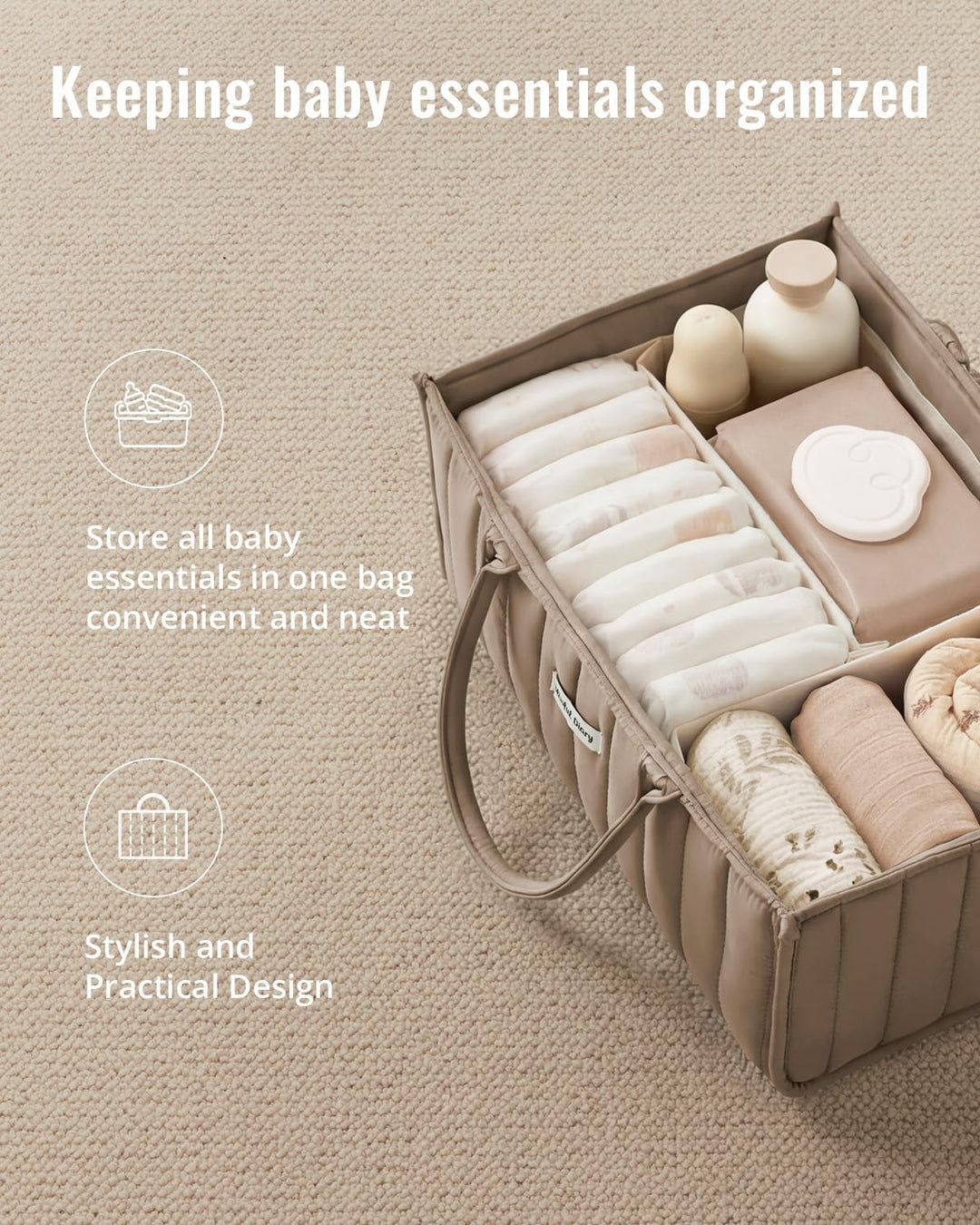 Blissful Diary Baby-Windelkorb, stilvoller Baby-Windel-Caddy Organizer, Aufbewahrungskorb für Windel