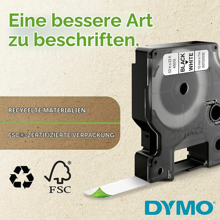 DYMO Rhino Industrie Schrumpfschlauch-Kabeletiketten | 6 mm1,5 m | Schwarz auf weiss | für DYMO Rhin