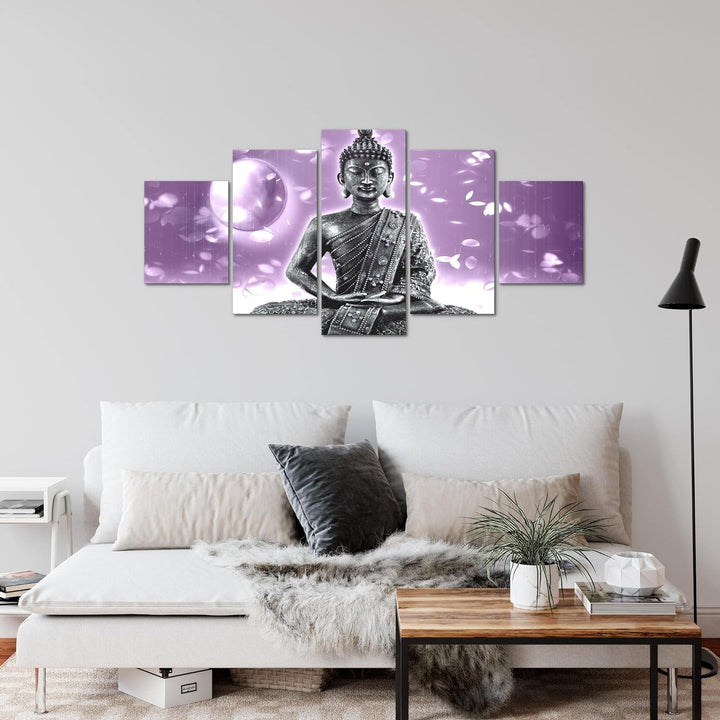 Runa Art Wandbilder Buddha Feng Shui 5 Teilig Bild auf Vlies Leinwand Deko Wohnzimmer Schlafzimmer R