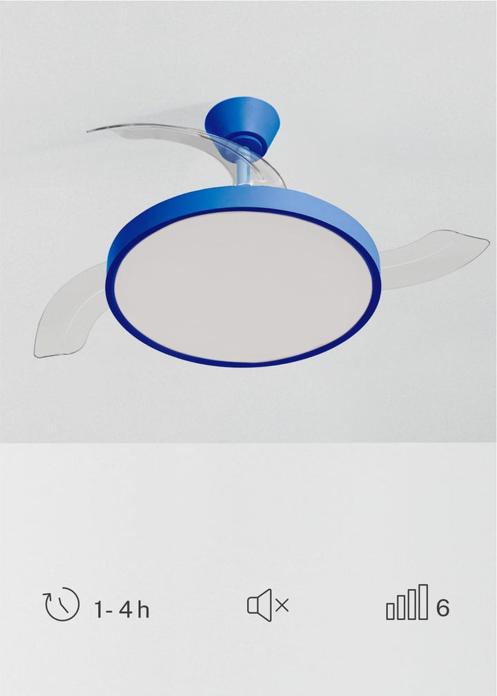 CREATE / WIND CLEAR STUDIO S/Deckenventilator mit Beleuchtung Kobaltblau mit Fernbedienung / 40W, Ti