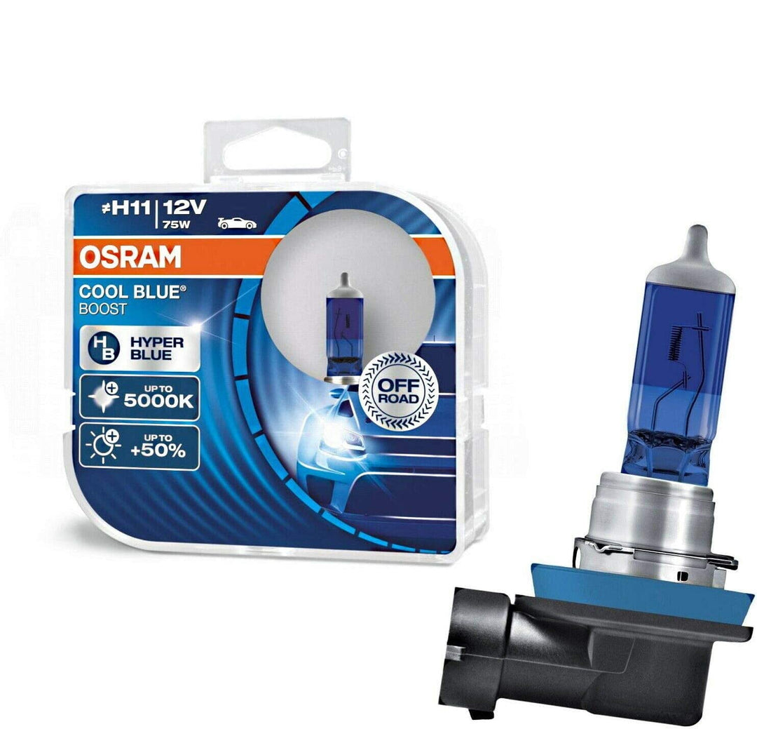 2x Osram H11 75W 12V Cool Blue Boost Hyper Blue 5000K 62211CBB-HCB Super Weiss Xenon Look Ersatz Hal
