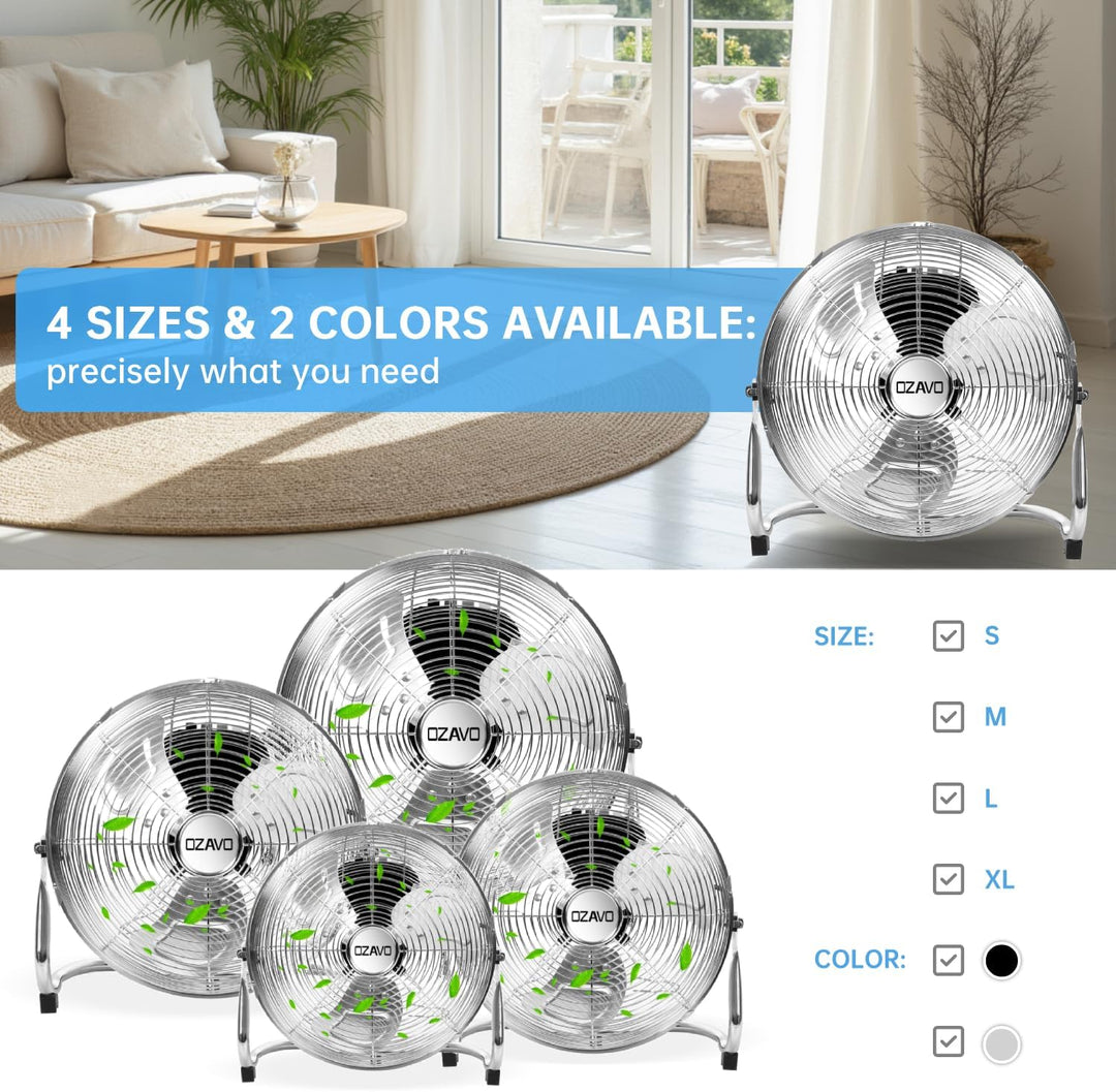 OZAVO Standventilator, Windmaschine ⌀35/45/50 cm mit 3 Laufgeschwindigkeiten, Bodenventilator Power,