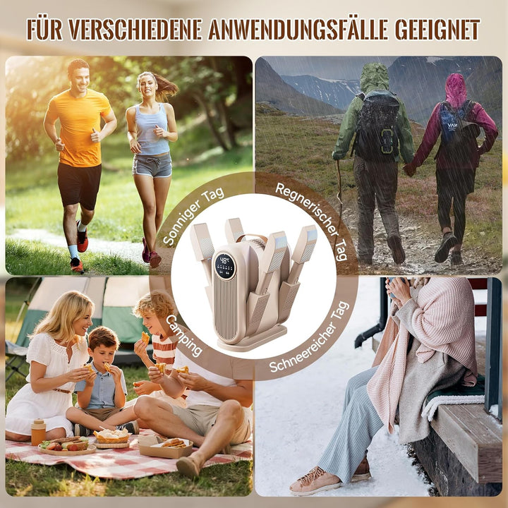 4 In 1 Schuhtrockner Elektrisch Antibakteriell, Shoe Dryer mit 1/3/6H Timer und 2 Windgeschwindigkei