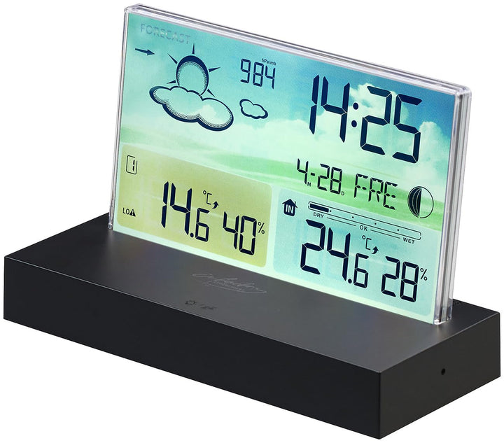 infactory Barometer: Funk-Wetterstation mit rahmenlosem LCD-Display, Aussensensor, Funk-Uhr (Digital