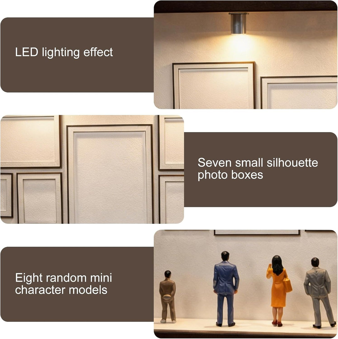 DIY Mini Museum Silhouette Box, Mini Menschen Figuren Museum, Kreatives Erinnerungsdisplay Kit mit 8