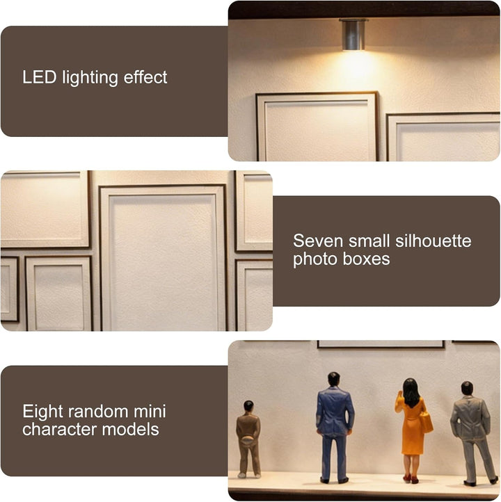 DIY Mini Museum Silhouette Box, Mini Menschen Figuren Museum, Kreatives Erinnerungsdisplay Kit mit 8