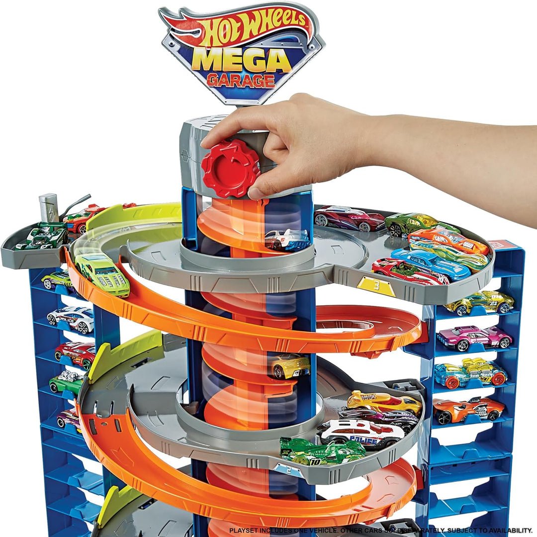 Hot Wheels GTT95 - City Power-Parkgarage Spielset mit Aufzug, für 60+ Fahrzeuge, mit 1 Hot Wheels Fa