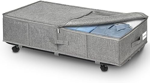 JUPELI 2 Stück Unterbettkommode mit Rollen, 50L faltbare Unterbett-Aufbewahrungsbox, Bettkasten mit