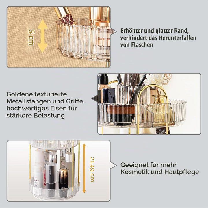 360 Drehbar Make Up Kosmetik Organizer 2 Ebenen Schminktisch Organizer Lazy Susan Makeup Skincare Or
