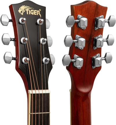 TIGER ACG4-NT Full-Size Elektro-Akustische Gitarre, Paket für Anfänger, mit eingebautem Tuner und EQ