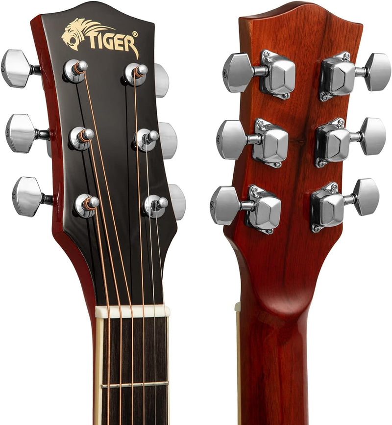 TIGER ACG4-NT Full-Size Elektro-Akustische Gitarre, Paket für Anfänger, mit eingebautem Tuner und EQ