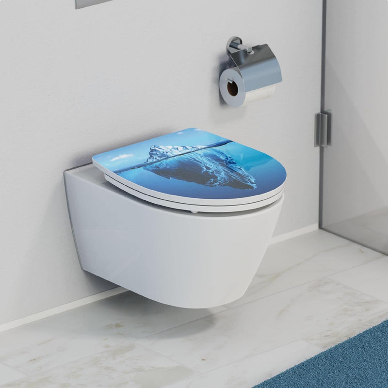 SCHÜTTE WC-Sitz Duroplast HG ICEBERG, Hochglänzender Toilettensitz mit Absenkautomatik, Schnellversc