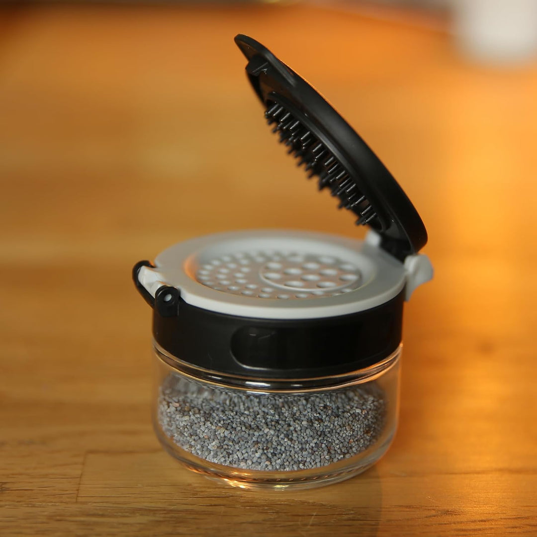 your GEAR Gewürzstreuer Double-Flip - 10 Gewürzdosen à 85 ml aus Glas, selbstreinigender Streueinsat