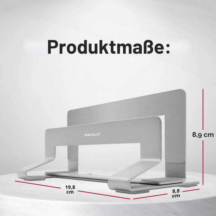 Macally Vertikaler Laptop-Ständer für den Schreibtisch, Laptop-Halterung vertikal, MacBook-Ständer (