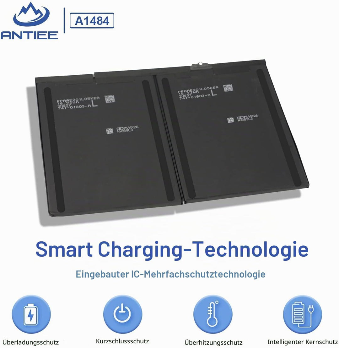 ANTIEE 8827mAh 32.9Wh A1484 Replacement Tablet Akku für iPad 2017 A1822 A1823 iPad 2018 A1893 A1954