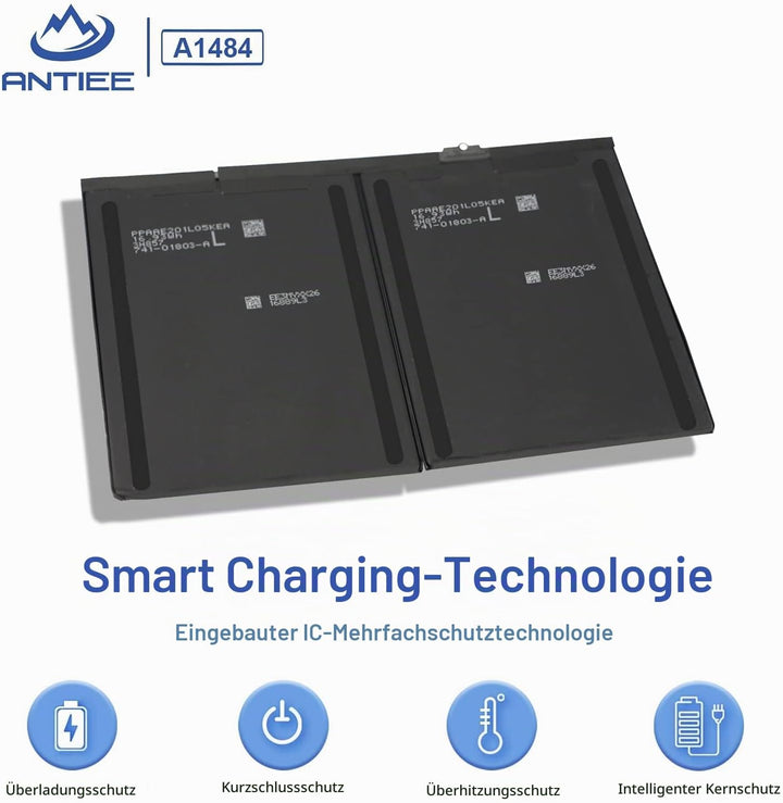 ANTIEE 8827mAh 32.9Wh A1484 Replacement Tablet Akku für iPad 2017 A1822 A1823 iPad 2018 A1893 A1954