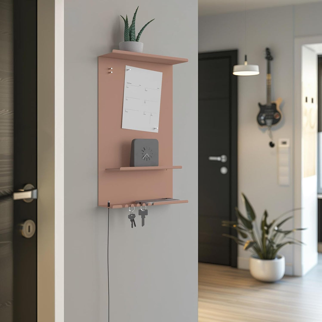 byde Wandorganizer Hele aus Stahlstruktur. 30 x 9 x 49 cm 3-in-1 Wandregal mit Magnettafel und Magne