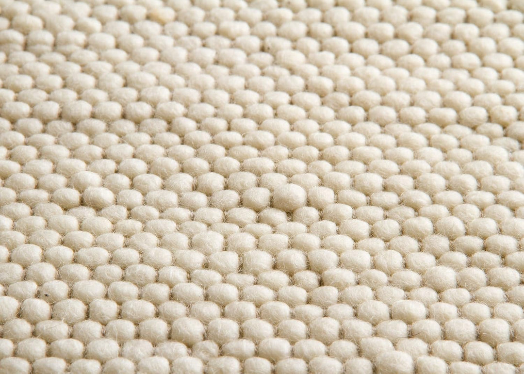 Steffensmeier Handwebteppich Gabun 100% Schurwolle Wohnzimmer im Scandi Style, Creme, Grösse 90x160