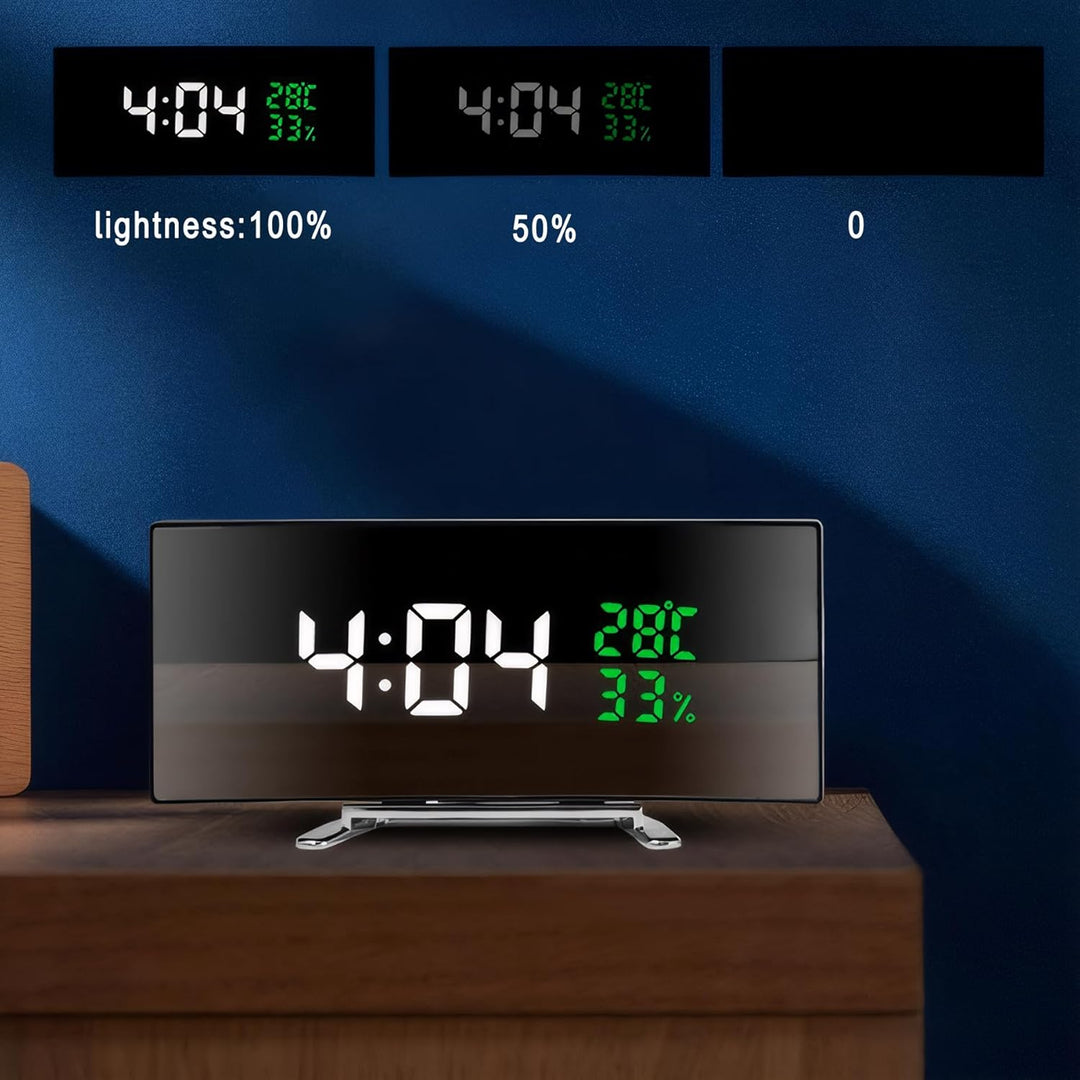Lancoon LED Digitalwecker mit Temperatur Luftfeuchtigkeitsanzeige 6 Zoll gebogener Bildschirm Snooze
