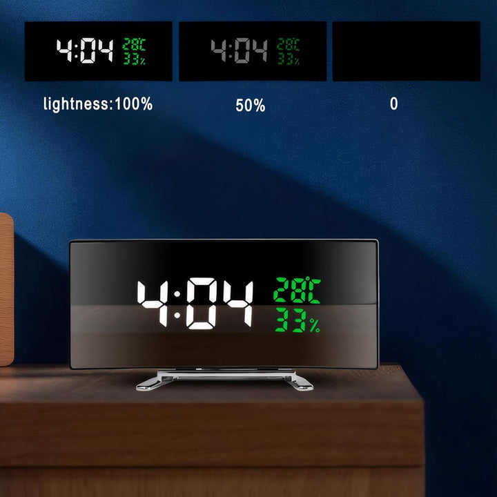 Lancoon LED Digitalwecker mit Temperatur Luftfeuchtigkeitsanzeige 6 Zoll gebogener Bildschirm Snooze