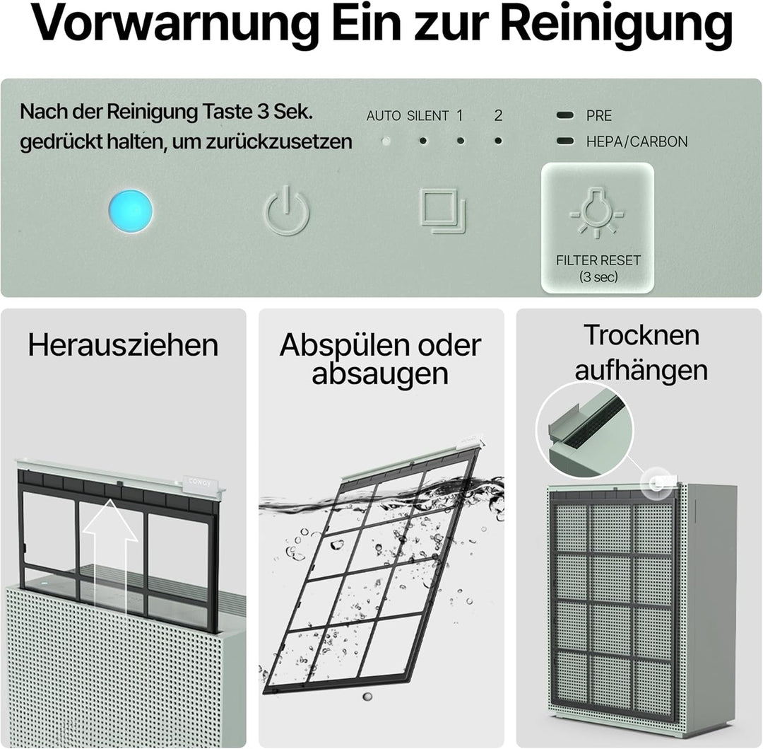 COWAY AIRMEGA 150 Luftreiniger bis zu 73 m², GreenHEPA™ Technologie, Entfernt 99,999% aller Partikel