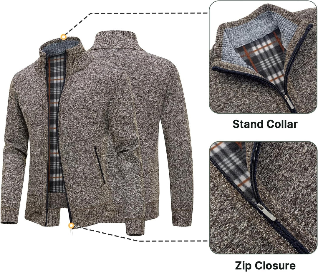 KUDORO Strickjacke Herren Cardigan Trachtenjacke mit Reissverschluss Gestrickt Wintermantel Strickja