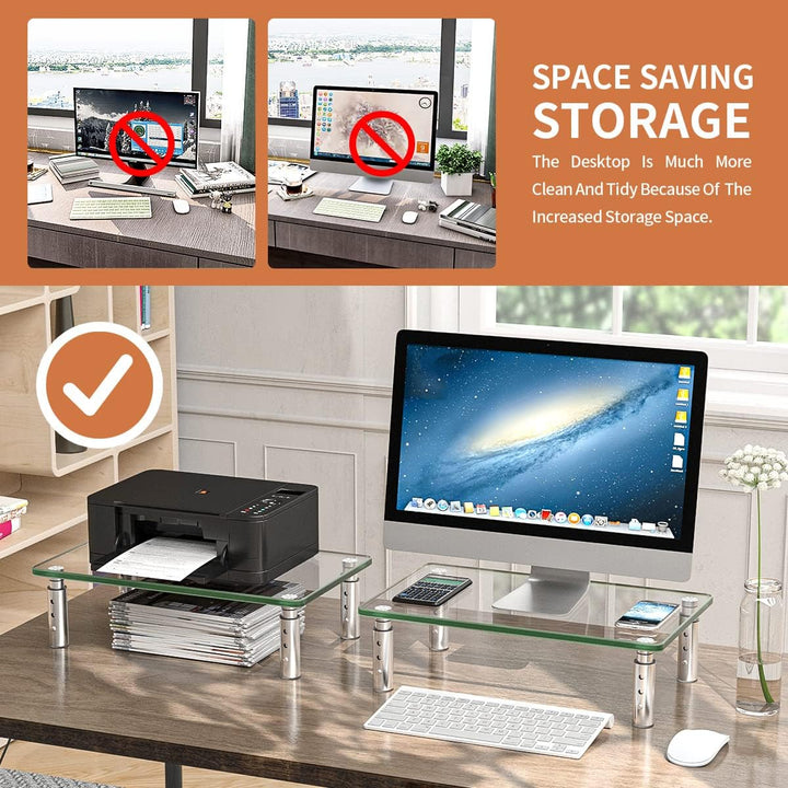 Hemudu Monitorständer, 3 verstellbare Höhen, Computerständer, Schreibtisch-Organizer für PC, Laptop,