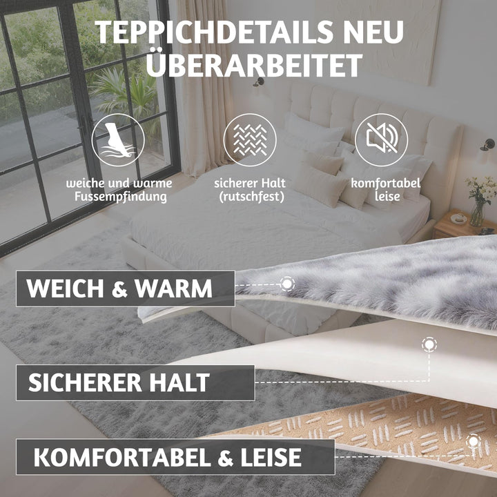 MARATIP Plüsch Teppich,Flauschiger Teppich Rund,grosse Grösse modernes Wohnzimmer,Kinder Mädchen,wei