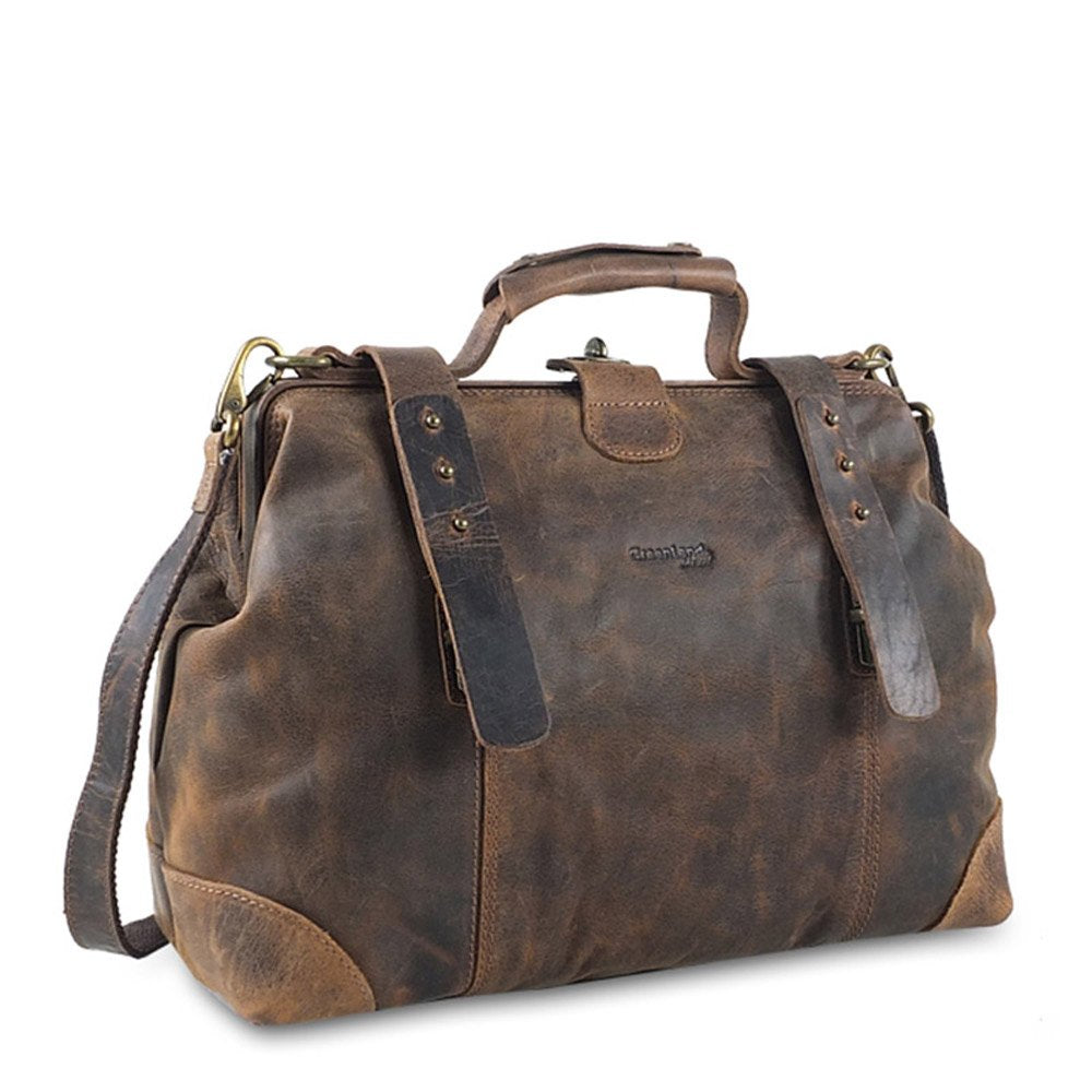 Greenland Nature Classic Bügeltasche Doktorkoffer Leder 37 cm Brown, Brown