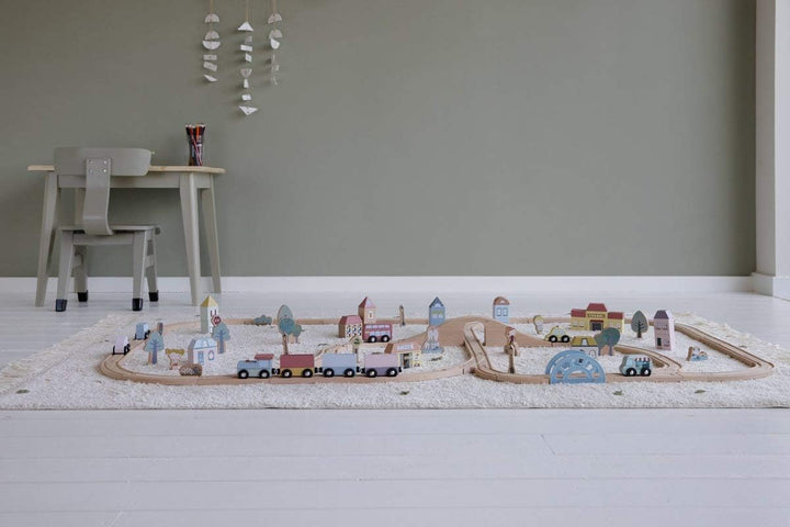 Little Dutch 4487 Holz Eisenbahn mit Schienen Starter Set XXL