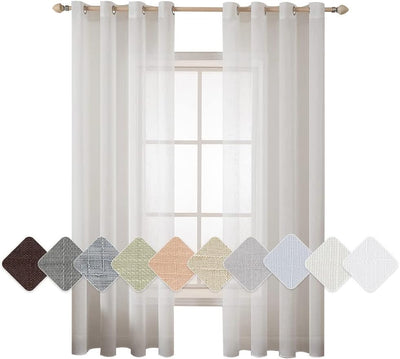 MIULEE 2er Set Voile Vorhang Sheer Leinenvorhang mit Ösen Transparente Leinen Optik Gardine Ösenscha