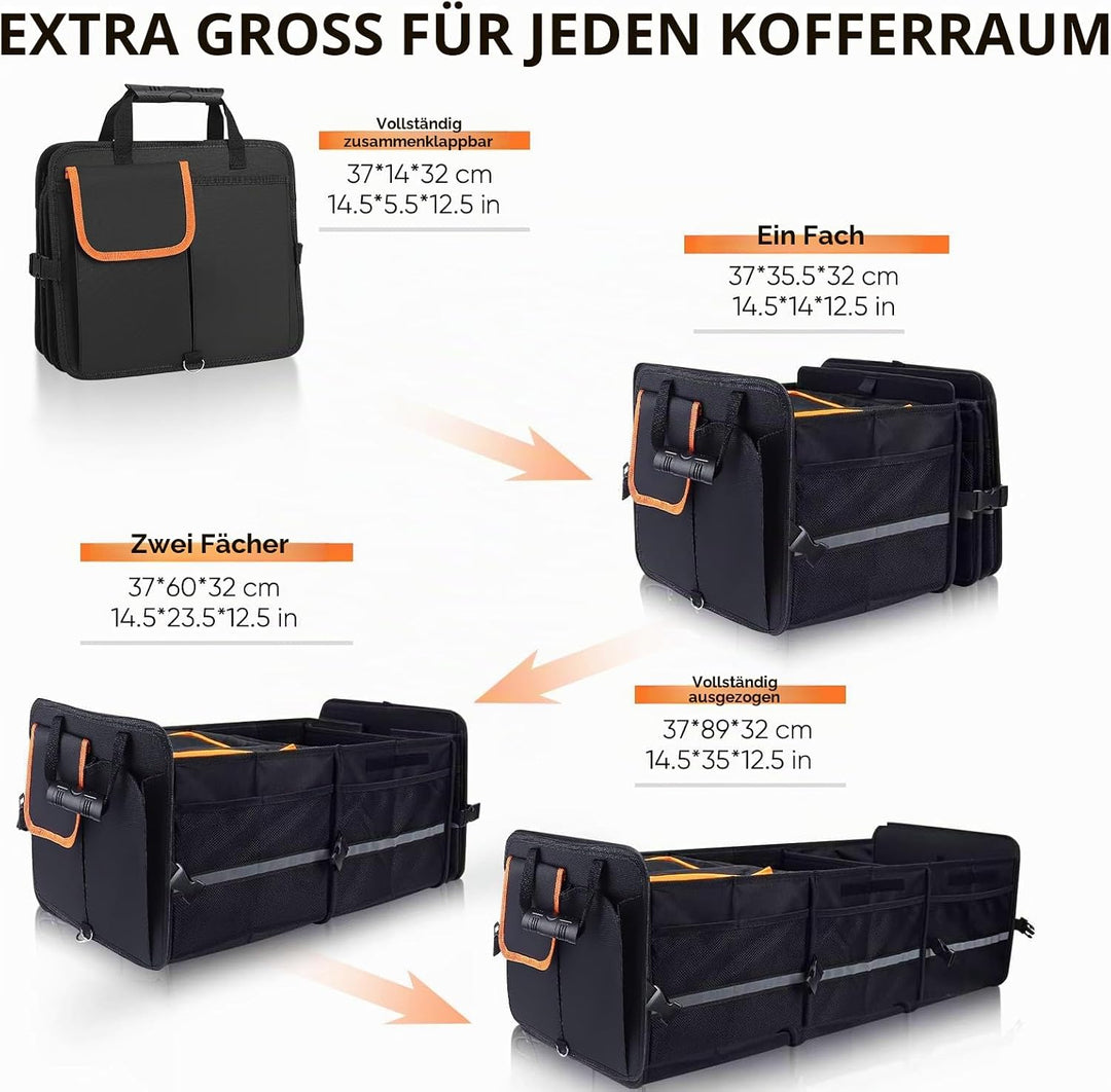 Kofferraum Organizer 115L, 90L Auto Organizer mit 25L Herausnehmbarer Isoliertasche, Kofferraumtasch