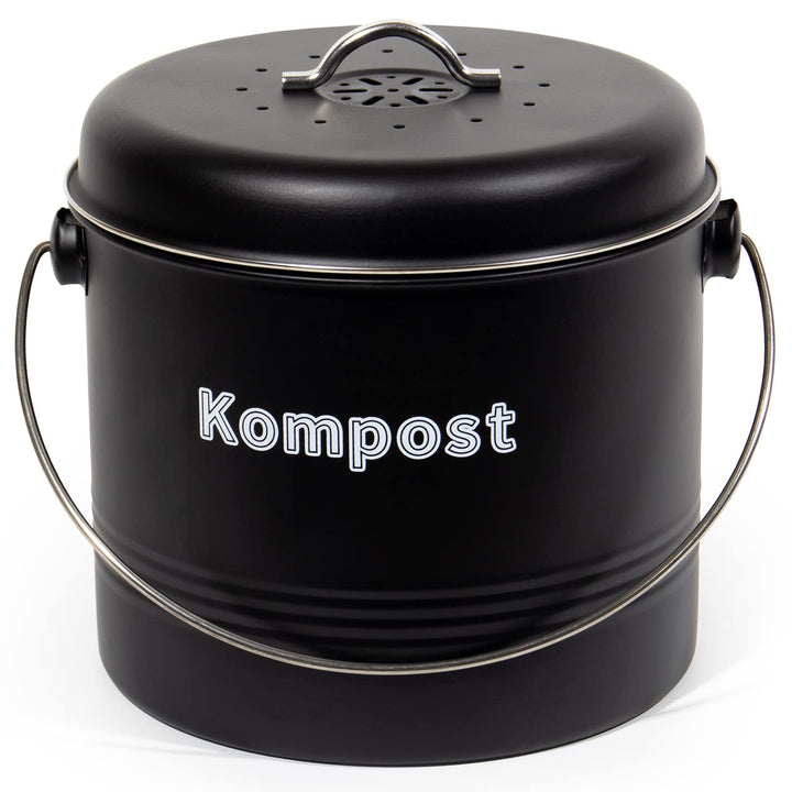 Theo&Cleo Biomülleimer Küche 7 L, Bio Mülleimer Geruchsdicht mit Aktivkohlefiltern, Komposteimer Met