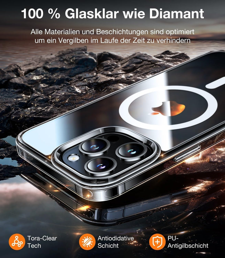 TORRAS Clear-Mag für iPhone 15 Pro Hülle für MagSafe Nr.1 Schutzkraft und Magnetkraft Handyhülle iPh
