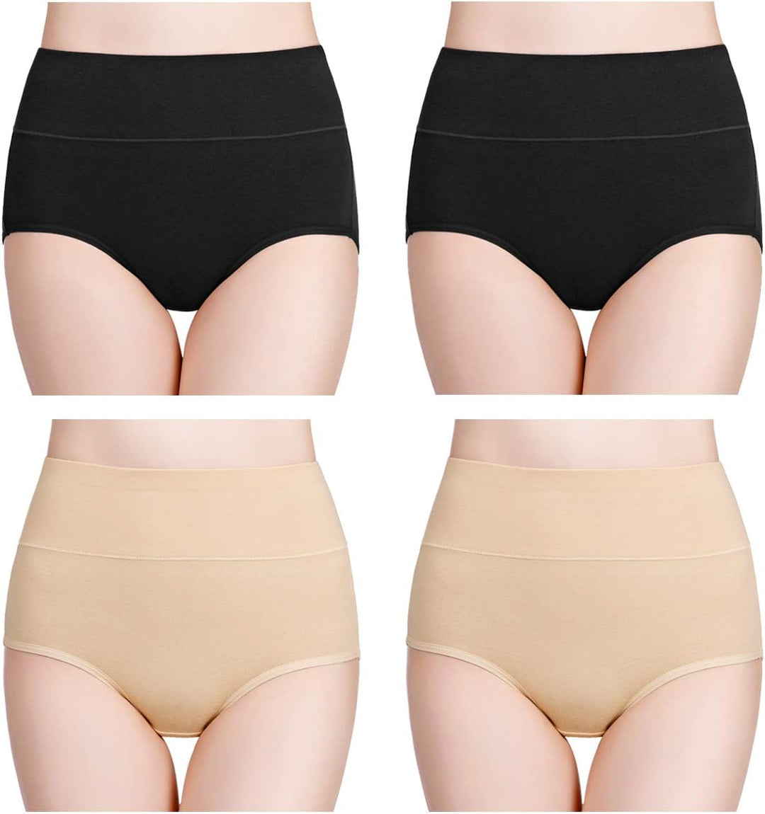 wirarpa Unterhosen Damen Baumwolle Frauen Unterwäsche Hohe Taille Slips Hoher Taillenslip 4er Pack X