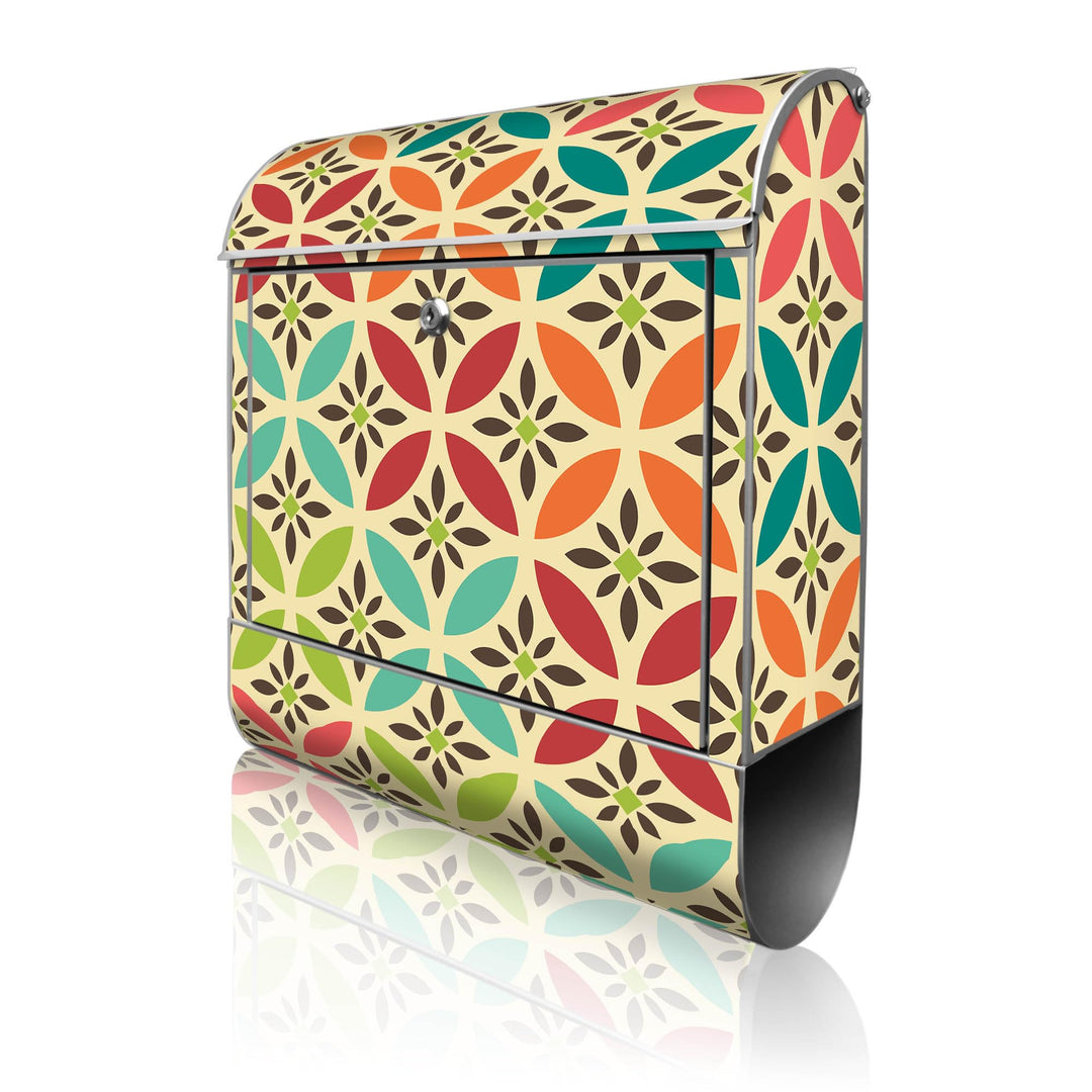 banjado® Design Briefkasten mit Motiv Diamant Muster 39x47x14cm &amp; 2 Schlüssel - Briefkasten Stahl Si