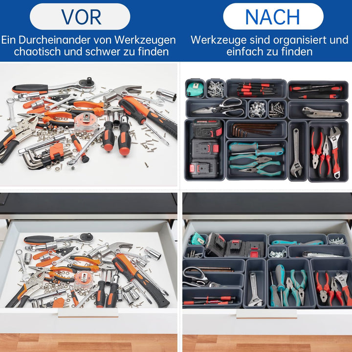 45 Stück Werkzeugkoffer Leer Organizer Sortierbox, Werkzeugaufbewahrung Schubladen Ordnungssystem We