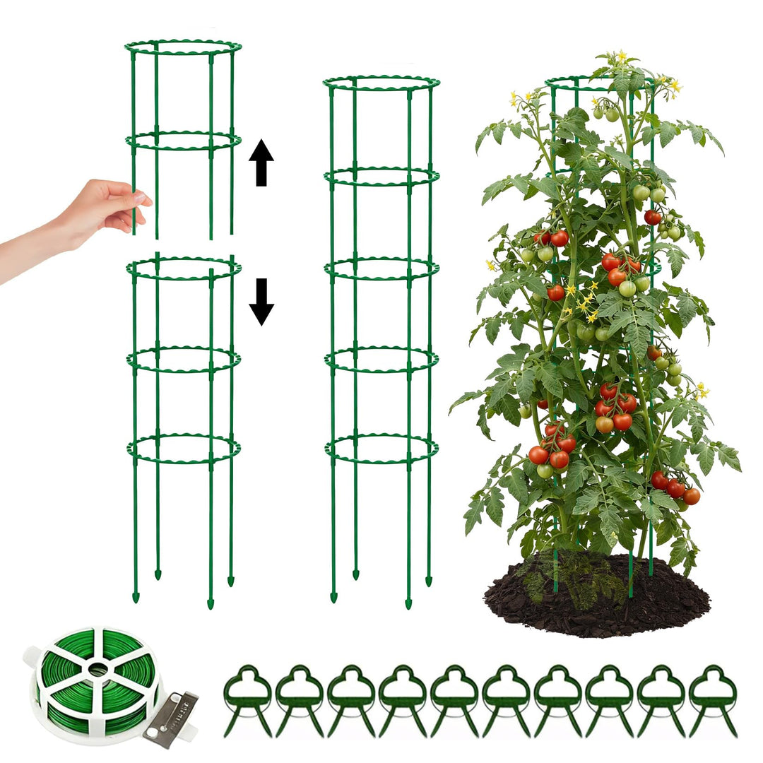 Tomaten Rankhilfe 3er Set, Pflanzenstütze 85 cm hoch Tomatenkäfig Pflanzenhalter, Rankhilfe für Gurk