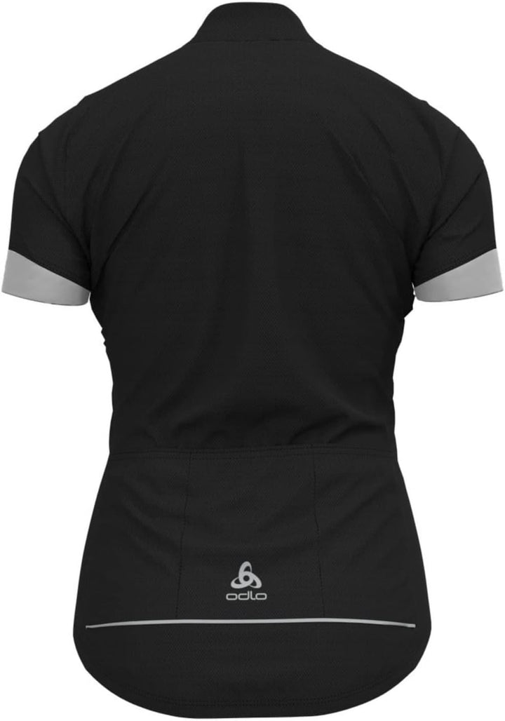Odlo Damen Essential_411971 Radtrikot halber Reissverschluss (1er Pack) S Black - Odlo Silver Grey,