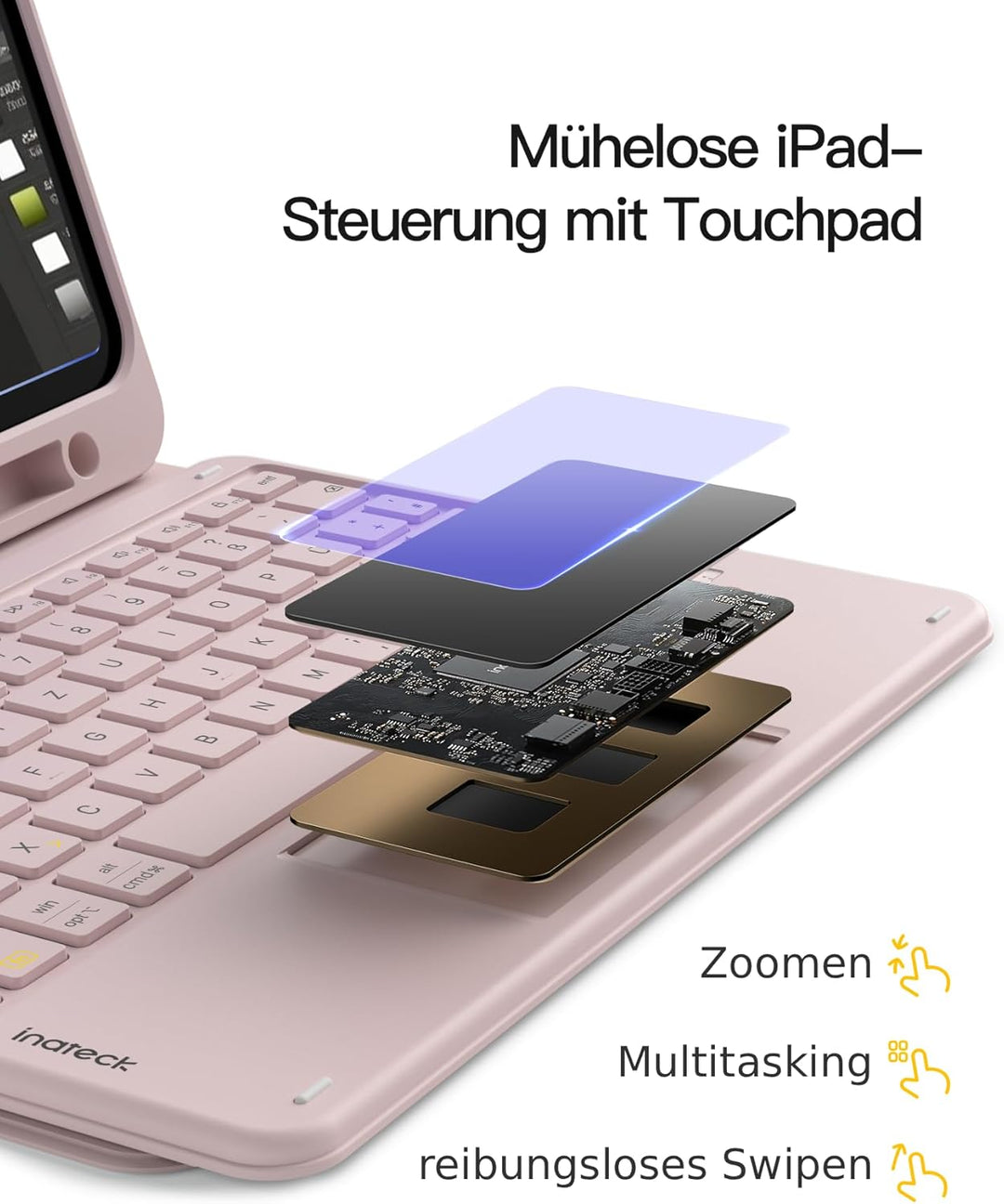 Inateck iPad 10 Generation Hülle mit Tastatur, für iPad 11 Gen. A16 2025 11 Zoll, Air 11 Zoll M3/M2