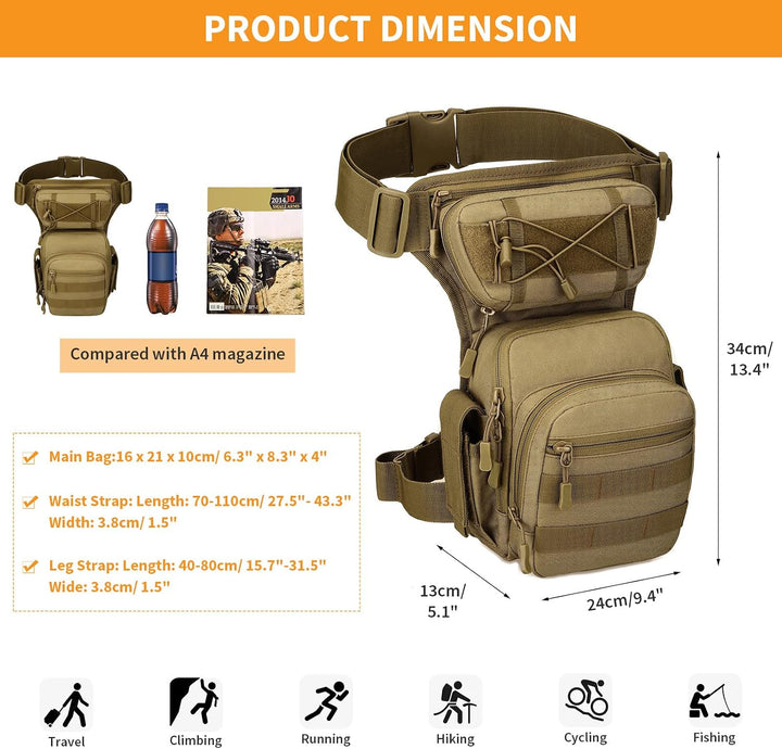 Huntvp Militär Beintasche Motorrad Taktische Oberschenkeltasche MOLLE Hüfttasche Herren Tactical Leg