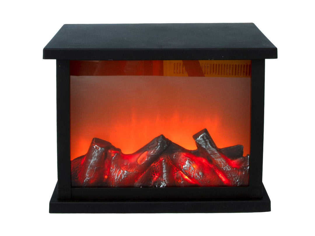 Kaminlaterne mit tanzenden LED Flammen - 27 x 21 cm - Künstlicher Kamin mit Flammeneffekt - Kleine L