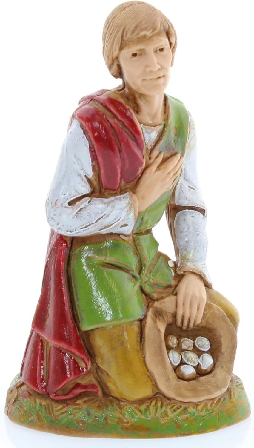 Moranduzzo Set 8 Hirten für Krippe 10 cm Massstab 1:20 - Unzerstörbare Krippenfiguren - Stil 700', H